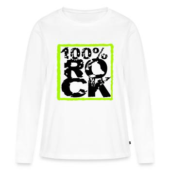 100% Percent Rock Heavy Metal Musique Texte Logo Fun - T-shirt manches longues Premium bio Femme - blanc - Devant - Julia (174cm)