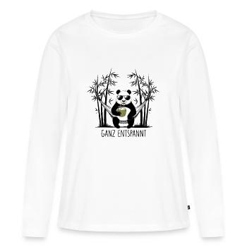 Détendu – Panda Design - T-shirt manches longues Premium bio Femme - blanc - Devant - Julia (174cm)