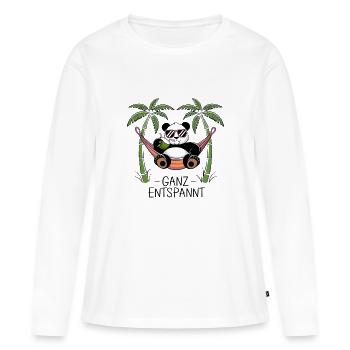 Panda - Complètement détendu - T-shirt manches longues Premium bio Femme - blanc - Devant - Julia (174cm)