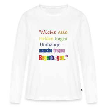 Regenbogen Umhang - Frauen Premium Bio Langarmshirt - Weiß - Vorne - Julia (174cm)