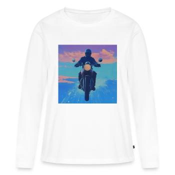 Moto - T-shirt manches longues Premium bio Femme - blanc - Devant - Julia (174cm)