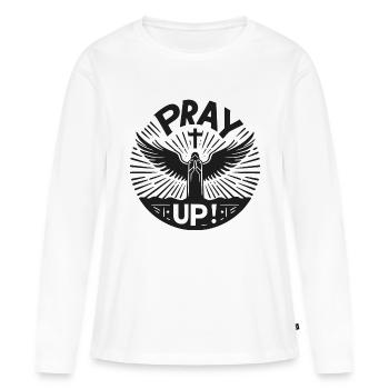 Bete nach oben - Frauen Premium Bio Langarmshirt - Weiß - Vorne - Julia (174cm)