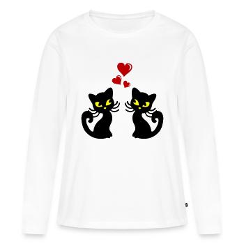 Félin - T-shirt manches longues Premium bio Femme - blanc - Devant - Julia (174cm)
