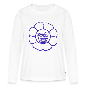 fleur peep méchant méchant méchant cool sourire vilain visage - T-shirt manches longues Premium bio Femme - blanc - Devant - Julia (174cm)