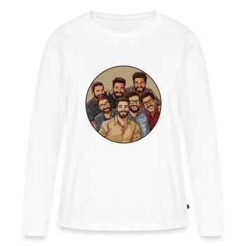 Amis pour la vie – rires et cohésion - T-shirt manches longues Premium bio Femme - blanc - Devant - Julia (174cm)