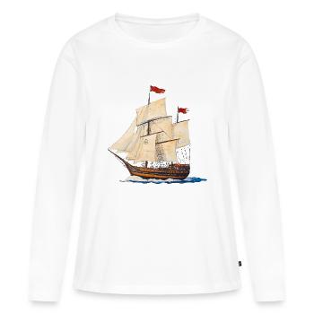 Unter weißem Segeln in Richtung Abendsonne - Frauen Premium Bio Langarmshirt - Weiß - Vorne - Julia (174cm)