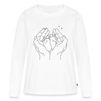 Lineart Pieds de Bébé - T-shirt manches longues Premium bio Femme - blanc - Devant - Julia (174cm)
