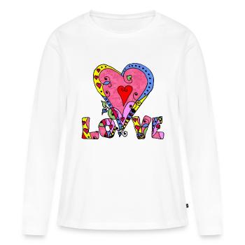 Herz - Frauen Premium Bio Langarmshirt - Weiß - Vorne - Julia (174cm)