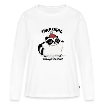 Trashing Through The Snow Funny Raccoon - Women's Premium Organic Long Sleeve Shirt - white - Front - Julia (174cm)