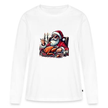 Dîner de Noël Noël Hiver Saint-Nicolas - T-shirt manches longues Premium bio Femme - blanc - Devant - Julia (174cm)