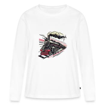 Dampflok Zug Modeleisenbahn - Frauen Premium Bio Langarmshirt - Weiß - Vorne - Julia (174cm)