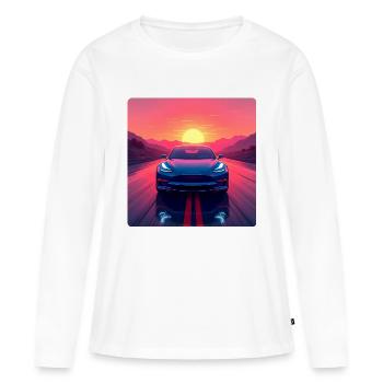 Autoroute électrique - T-shirt manches longues Premium bio Femme - blanc - Devant - Julia (174cm)