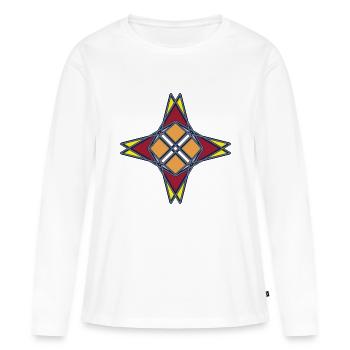 Abstrakte mit ein Muster in der Mitte - Frauen Premium Bio Langarmshirt - Weiß - Vorne - Julia (174cm)