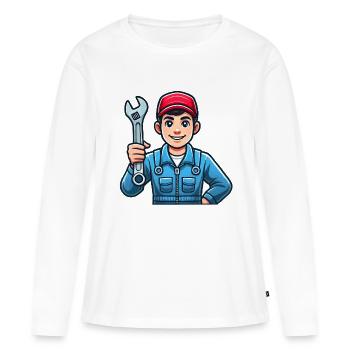 KFZ Mechaniker - Frauen Premium Bio Langarmshirt - Weiß - Vorne - Julia (174cm)