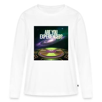 L’expérience vinyle du futur - T-shirt manches longues Premium bio Femme - blanc - Devant - Julia (174cm)