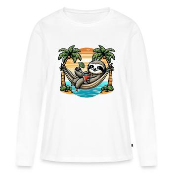 Paresseux dans un hamac - T-shirt manches longues Premium bio Femme - blanc - Devant - Julia (174cm)