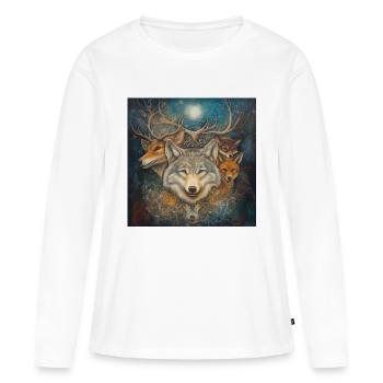 Ésotérisme Spiritualité Mysticisme Loup, Renard, Cerf, - T-shirt manches longues Premium bio Femme - blanc - Devant - Julia (174cm)
