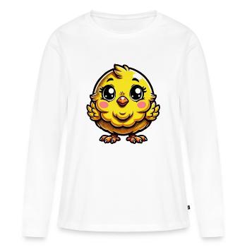 Poussin - T-shirt manches longues Premium bio Femme - blanc - Devant - Julia (174cm)