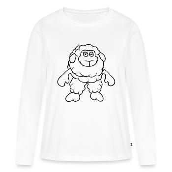 Sheep Stands Cool Bored Tired Cartoon Comic - Women's Premium Organic Long Sleeve Shirt - white - Front - Julia (174cm)