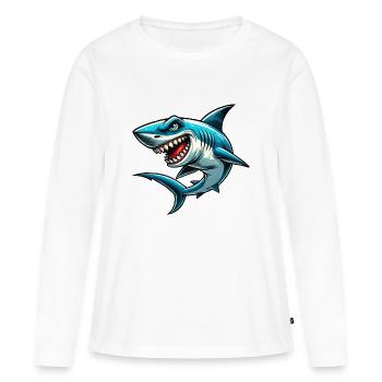 Requin requin - T-shirt manches longues Premium bio Femme - blanc - Devant - Julia (174cm)