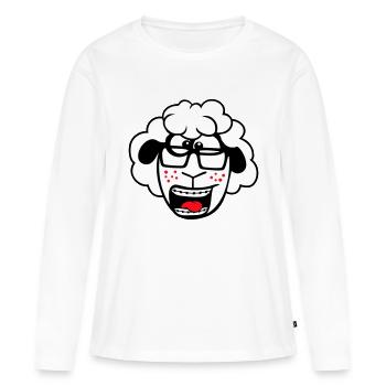 Schaf Nerd Hornbrille Brille Spange Geek Schlau - Frauen Premium Bio Langarmshirt - Weiß - Vorne - Julia (174cm)