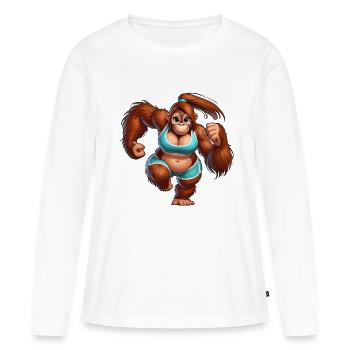 Coureur d’orangs-outans - T-shirt manches longues Premium bio Femme - blanc - Devant - Julia (174cm)