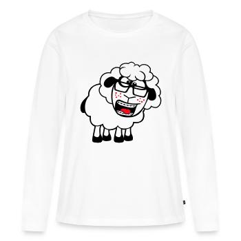 mouton nerd hornglasses fermoir lunettes geek smart - T-shirt manches longues Premium bio Femme - blanc - Devant - Julia (174cm)