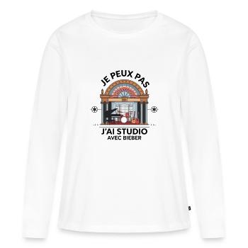 je peux pas j'ai studio avec Bieber - T-shirt manches longues Premium bio Femme - blanc - Devant - Julia (174cm)