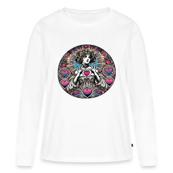 Déesse de la Saint-Valentin - T-shirt manches longues Premium bio Femme - blanc - Devant - Julia (174cm)