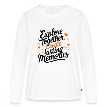 Explorez ensemble adevnture citation de voyage art texte - T-shirt manches longues Premium bio Femme - blanc - Devant - Julia (174cm)