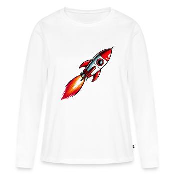 Fusée - T-shirt manches longues Premium bio Femme - blanc - Devant - Julia (174cm)
