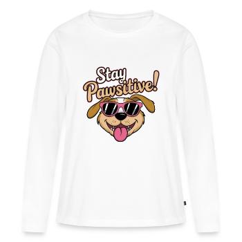 Restez Pawsitive ! - T-shirt manches longues Premium bio Femme - blanc - Devant - Julia (174cm)