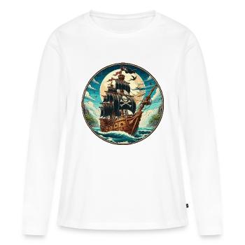 Bateau pirate grand - T-shirt manches longues Premium bio Femme - blanc - Devant - Julia (174cm)