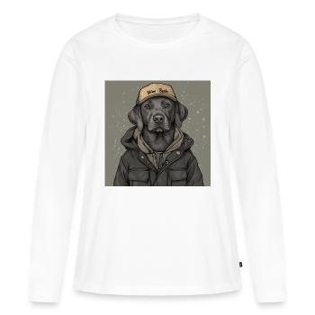 My friend Bo - Frauen Premium Bio Langarmshirt - Weiß - Vorne - Julia (174cm)