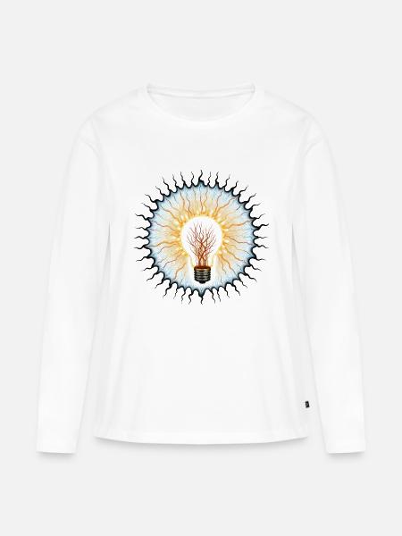 Glühbirnen-Idee - Frauen Premium Bio Langarmshirt - Weiß