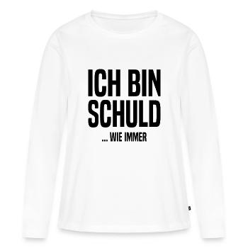 Ich bin schuld - ...wie immer - Frauen Premium Bio Langarmshirt - Weiß - Vorne - Julia (174cm)