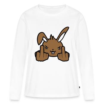 Lapin Majeur Montrer Méchant Coquin Insultant - T-shirt manches longues Premium bio Femme - blanc - Devant - Julia (174cm)