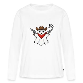 Cow-boy fantôme - T-shirt manches longues Premium bio Femme - blanc - Devant - Julia (174cm)