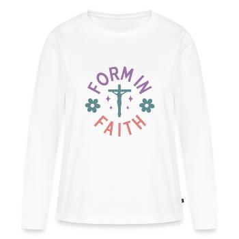 Form In Faith - Women's Premium Organic Long Sleeve Shirt - white - Front - Julia (174cm)