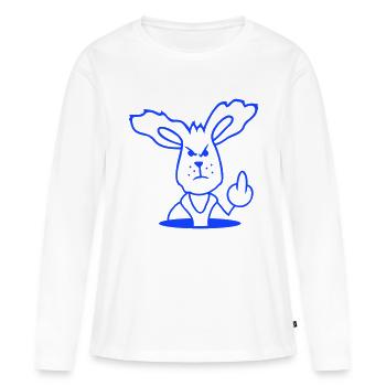 Lapin Majeur Montrer Méchant Coquin Insultant - T-shirt manches longues Premium bio Femme - blanc - Devant - Julia (174cm)