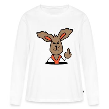 Lapin Majeur Montrer Méchant Coquin Insultant - T-shirt manches longues Premium bio Femme - blanc - Devant - Julia (174cm)