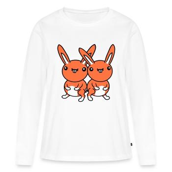2 Hasen Team Lustig Grimasse Albern Ulkig Lächeln - Frauen Premium Bio Langarmshirt - Weiß - Vorne - Julia (174cm)