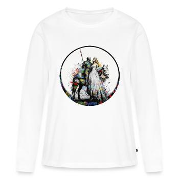 Chevalier en armure brillante avec graffiti de princesse - T-shirt manches longues Premium bio Femme - blanc - Devant - Julia (174cm)