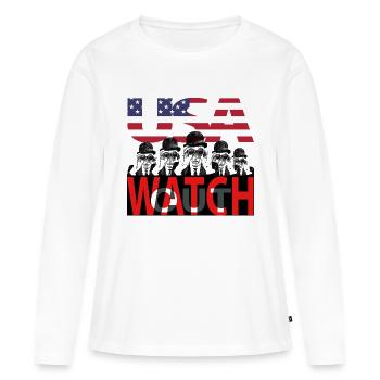 USA - watch out - Frauen Premium Bio Langarmshirt - Weiß - Vorne - Julia (174cm)