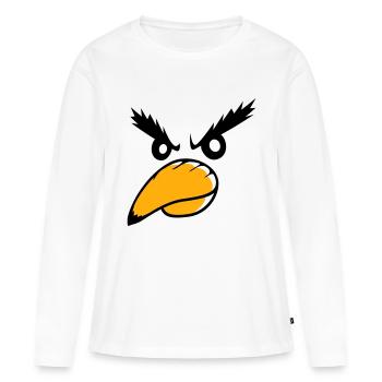 Corbeau oiseau Peeps Mal Cool Drôle Bande dessinée Humour Amusant - T-shirt manches longues Premium bio Femme - blanc - Devant - Julia (174cm)