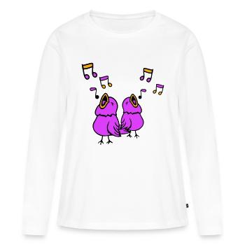 Singvögel singen Musiknoten Spatz zwitschern Musik - Frauen Premium Bio Langarmshirt - Weiß - Vorne - Julia (174cm)