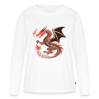 Dragon Rouge - Art Fantastique - T-shirt manches longues Premium bio Femme - blanc - Devant - Julia (174cm)