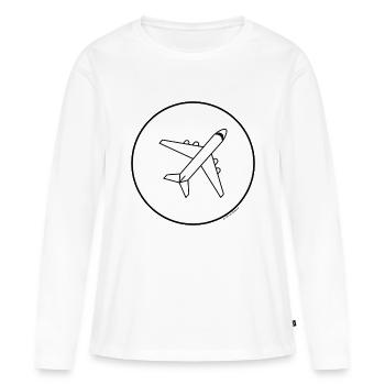 flugzeug minimalistisch - Frauen Premium Bio Langarmshirt - Weiß - Vorne - Julia (174cm)