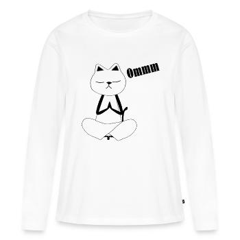 Nekochan Antonio Yoga - T-shirt manches longues Premium bio Femme - blanc - Devant - Julia (174cm)