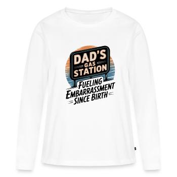 La station-service de papa - T-shirt manches longues Premium bio Femme - blanc - Devant - Julia (174cm)